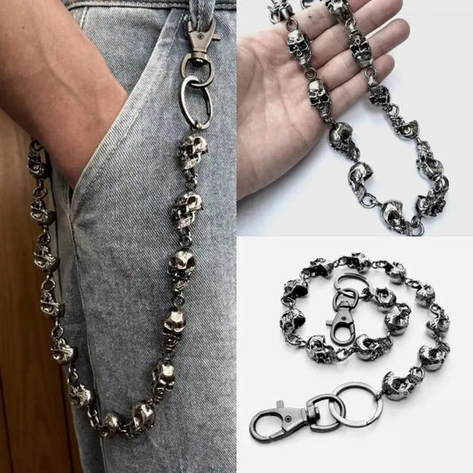 Fashion Cool Ultra-Thin Heavy Waist Chain Men\\\'S Skull Keychain Wallet Chain Gothic Biker Fashion Accessories